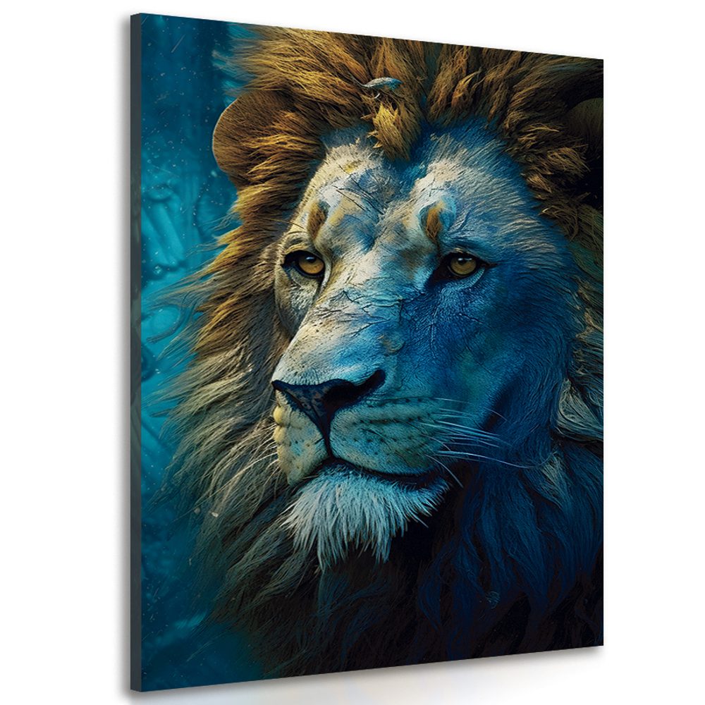Kép oroszlán kék -arany változatban