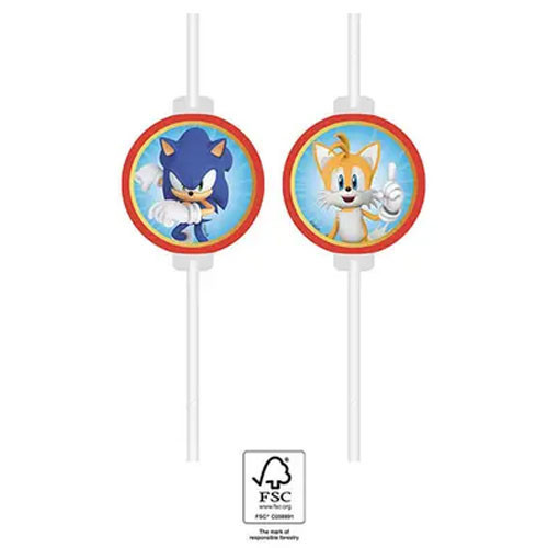 Sonic a sündisznó Sega papír szívószál, 4 db-os szett FSC