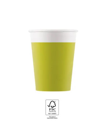 Unicolour Light Green, Zöld papír pohár 8 db-os 200 ml FSC