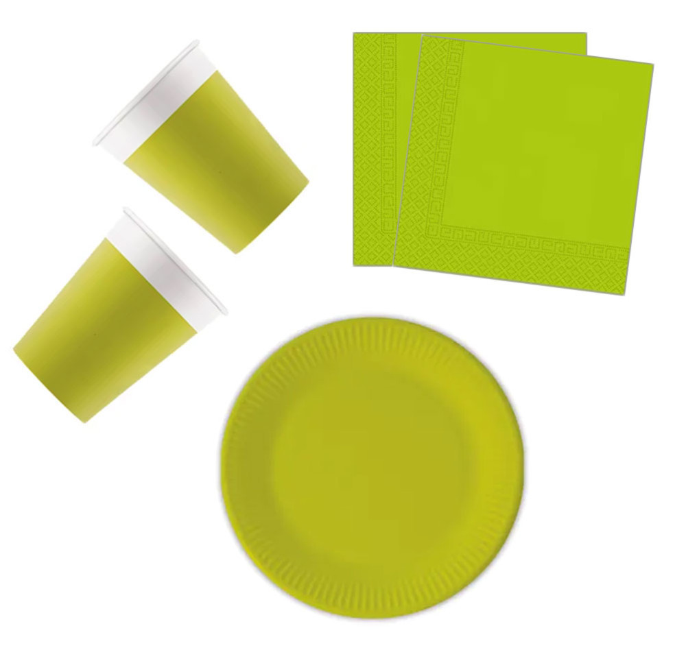 Unicolour Light Green, Zöld party szett 36 db-os 20 cm-es tányérral