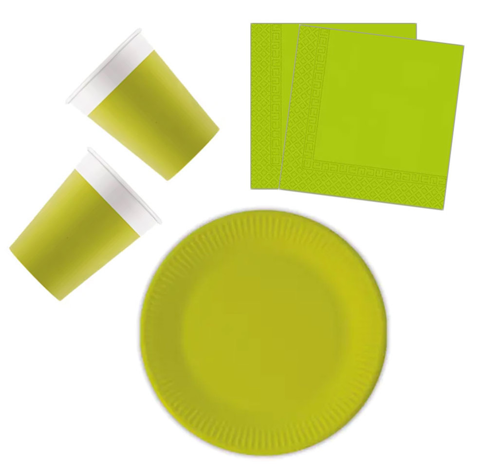 Unicolour Light Green, Zöld party szett 36 db-os 23 cm-es tányérral