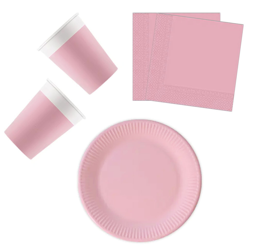 Unicolour Pink, Rózsaszín party szett 36 db-os 23 cm-es tányérral
