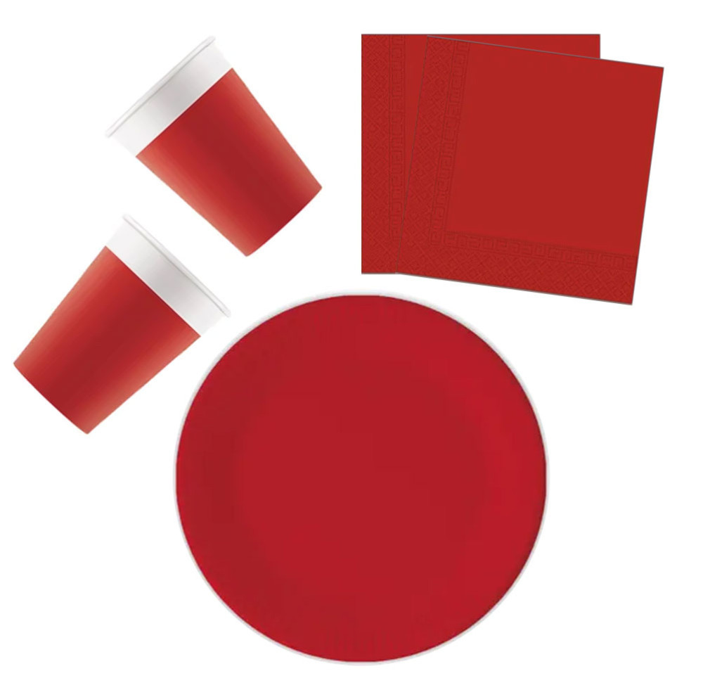 Unicolour Red, Piros party szett 36 db-os 23 cm-es tányérral