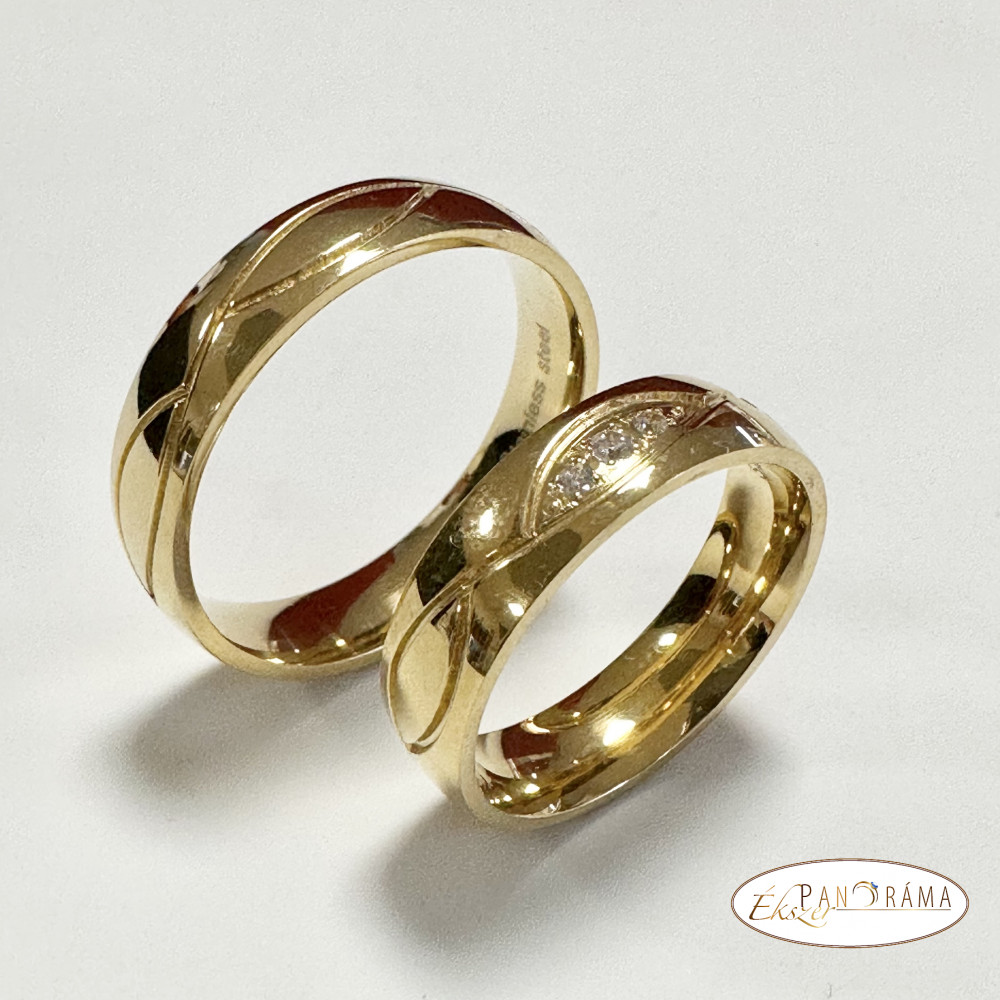 Nemesacél karika gyűrű, kő nélkül - Luxus Gold 2