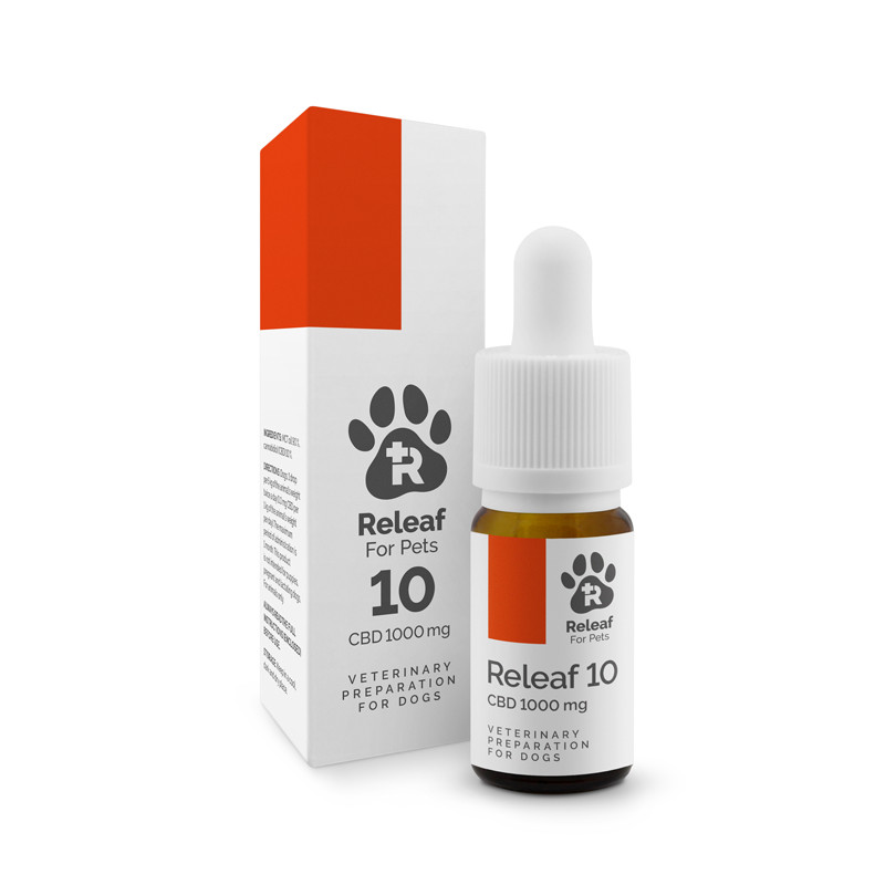 Releaf 10 - állatgyógyászati gyógyhatású termék kutyák számára 1000mg CBD - 10ml