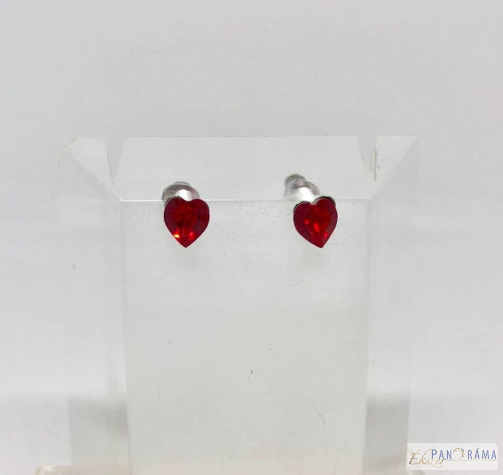 Swanis® kristályos beszúrós fülbevaló piros szív 5 mm
