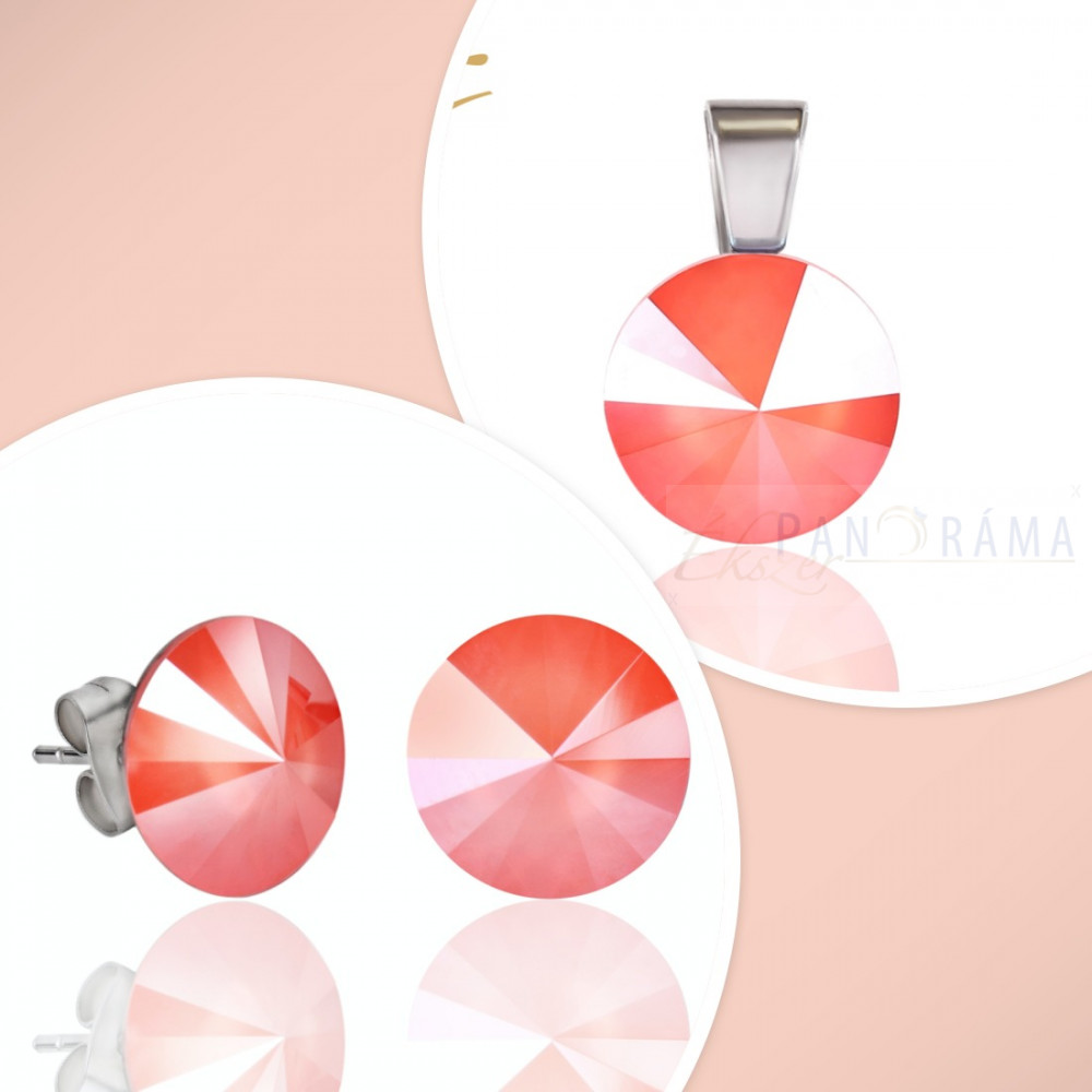 Swanis® kristályos  fülbevaló és medál szett - Rose 12. mm