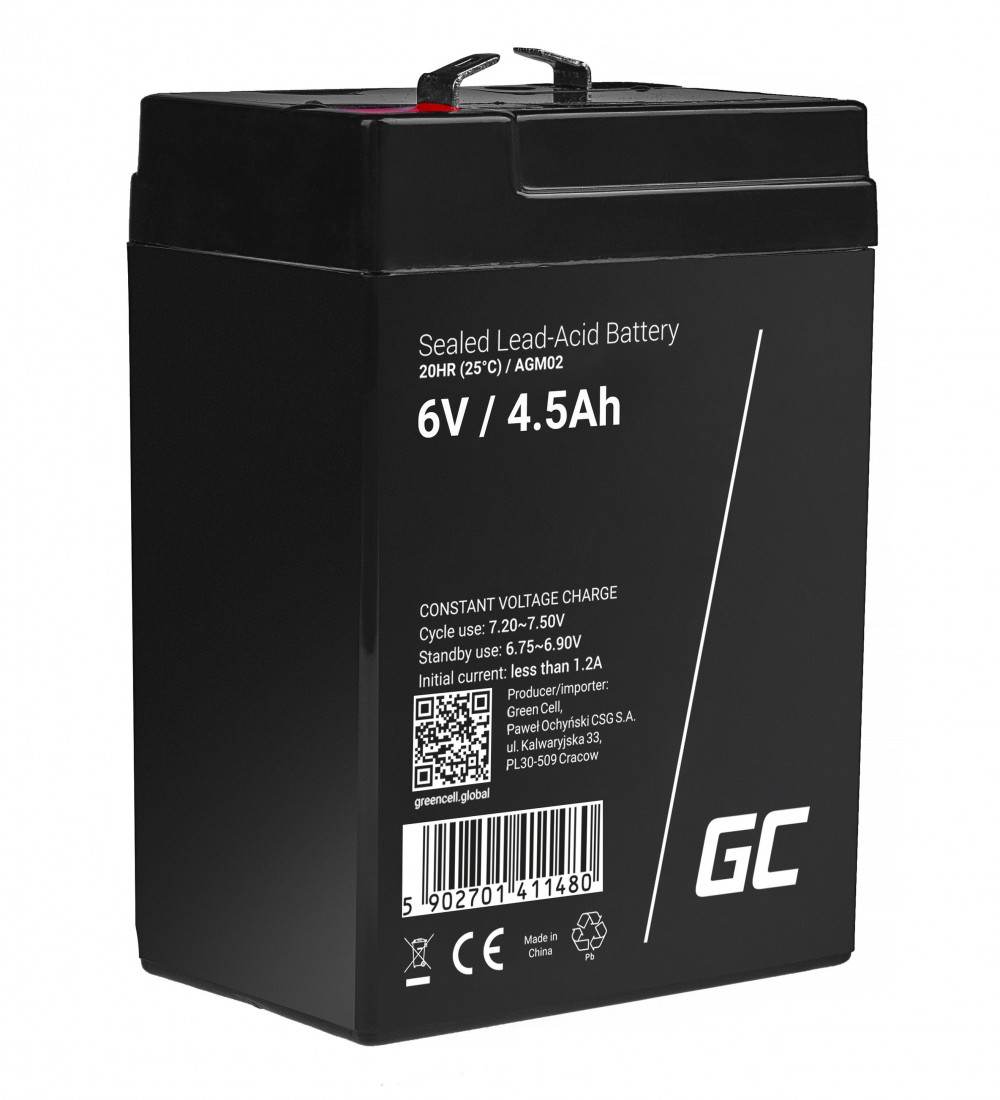 AGM VRLA gondozásmentes ólom akkumulátor / akku 6V 4.5Ah AGM02 riasztókhoz, pénztárgépekhez, játékokhoz