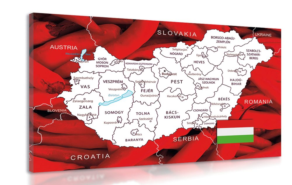 Kép Magyarország térképének képe jellegzetes háttérrel