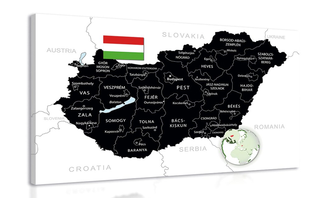 Kép stílusos fekete Magyarország térkép