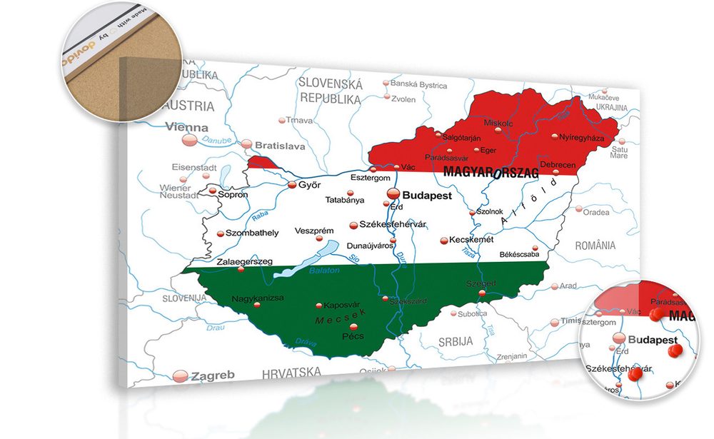 Parafa kép Magyarország térképének képe a zászló színében