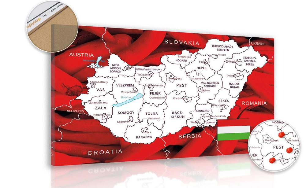 Parafa kép Magyarország térképének képe jellegzetes háttérrel