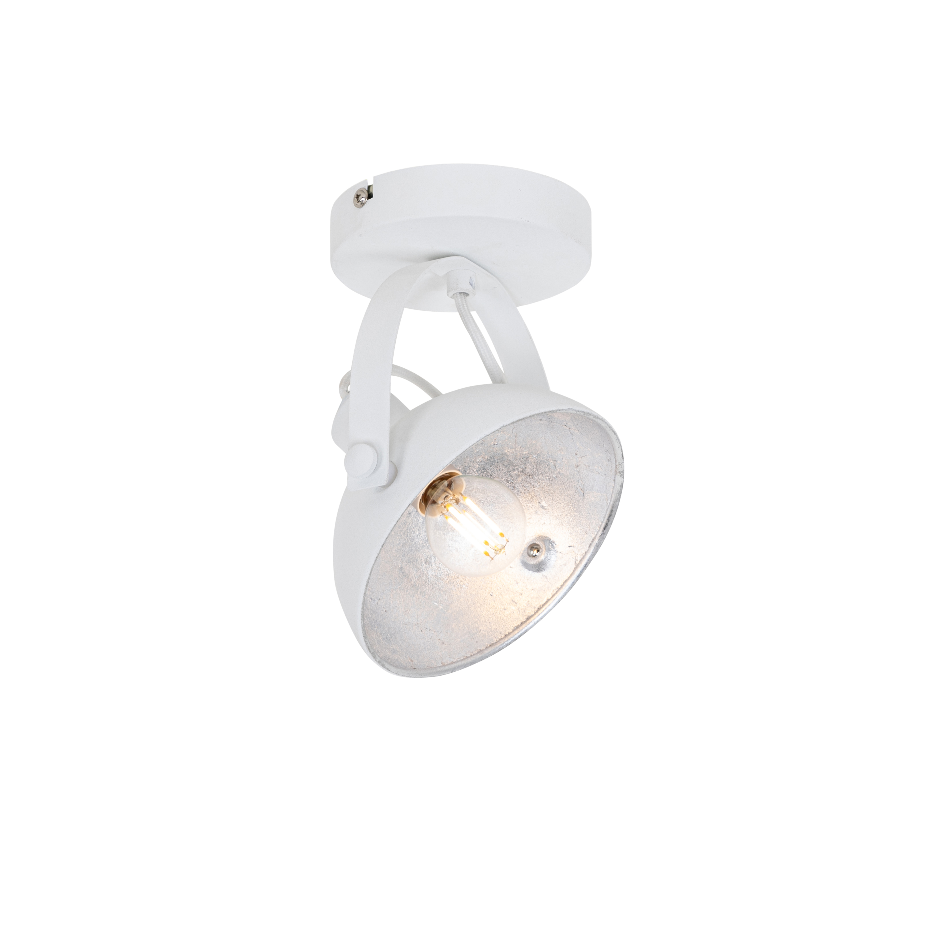 Ipari mennyezeti lámpa fehér, ezüst 15 cm állítható - Magnax