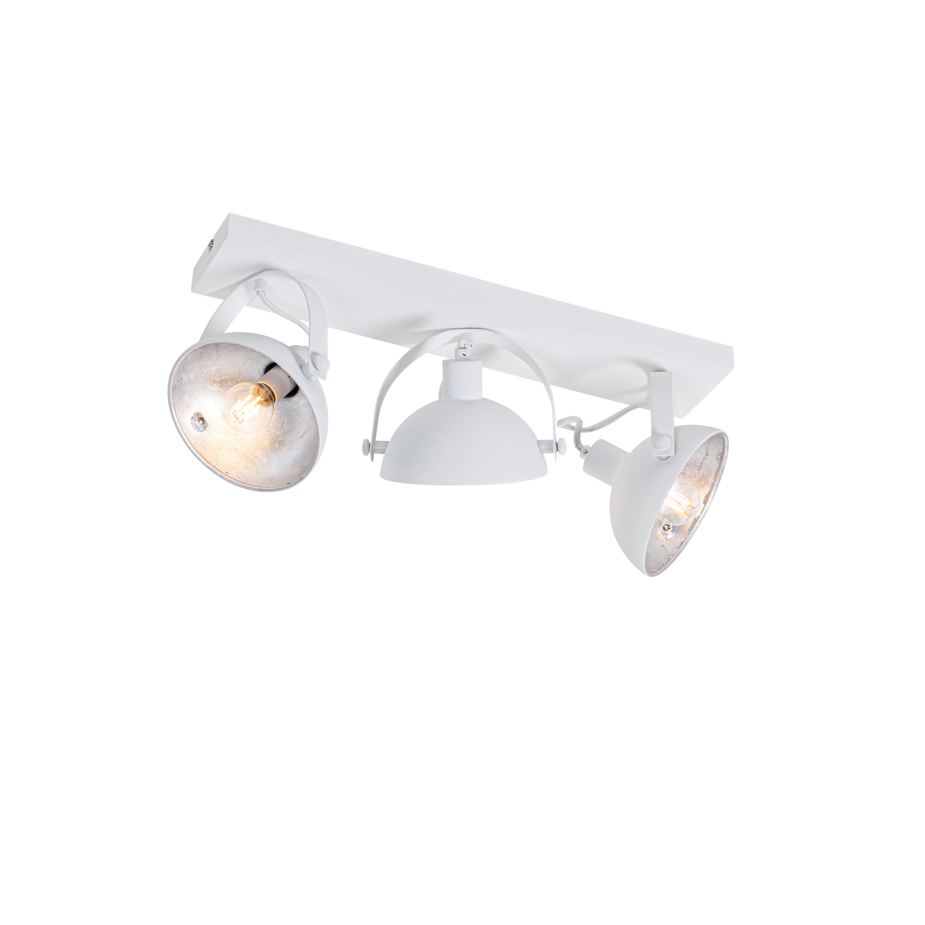 Ipari mennyezeti lámpa fehér, ezüst 3 fényű állítható - Magnax