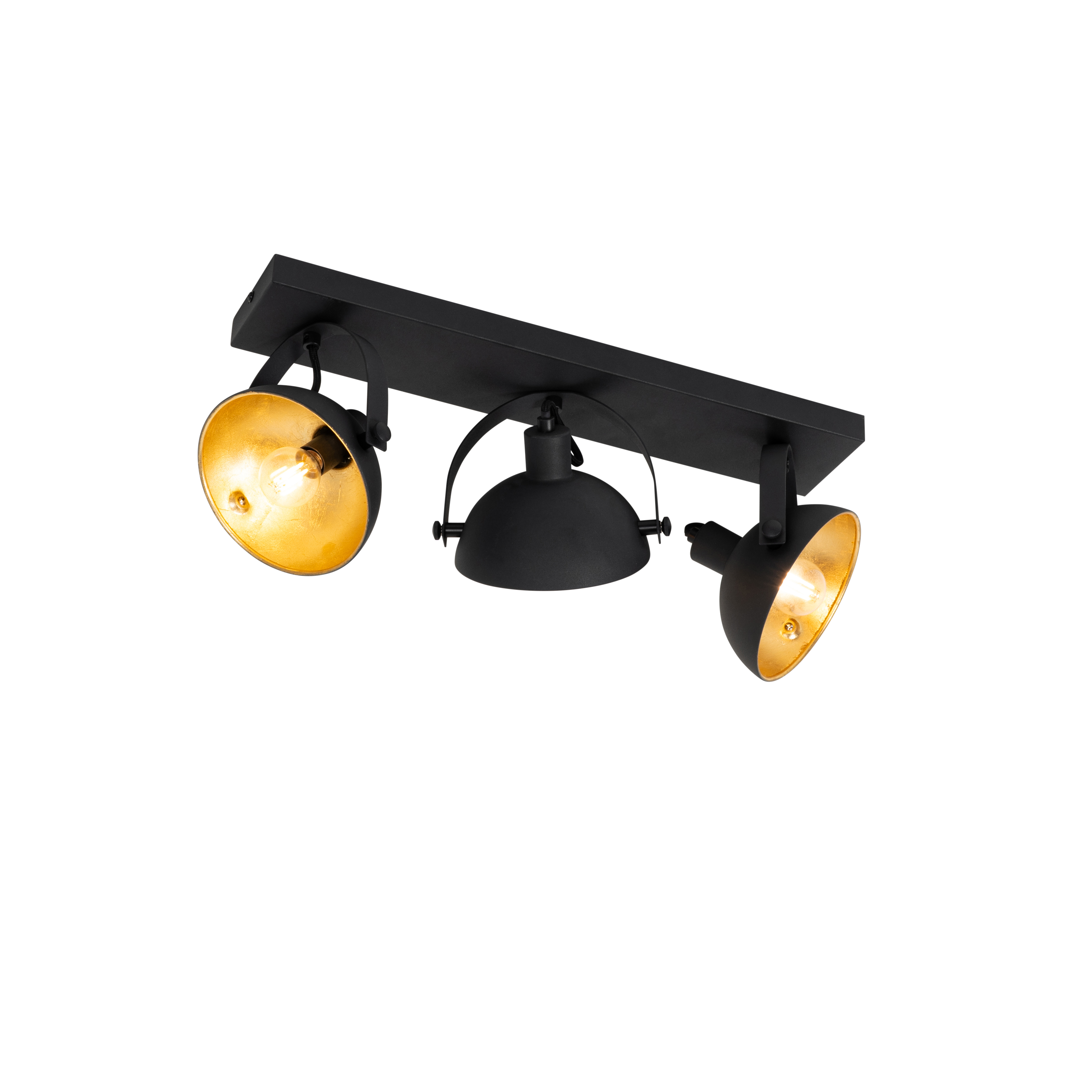 Ipari mennyezeti lámpa fekete, arany 3 fényben állítható - Magnax