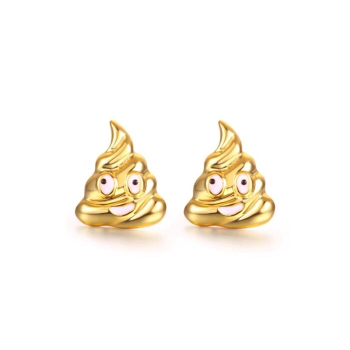 Boldog sz@rkupac emoji fülbevaló, arany színben
