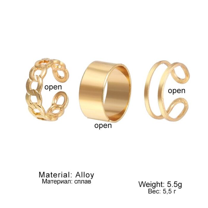 Három darabos gyűrű szett, arany színű