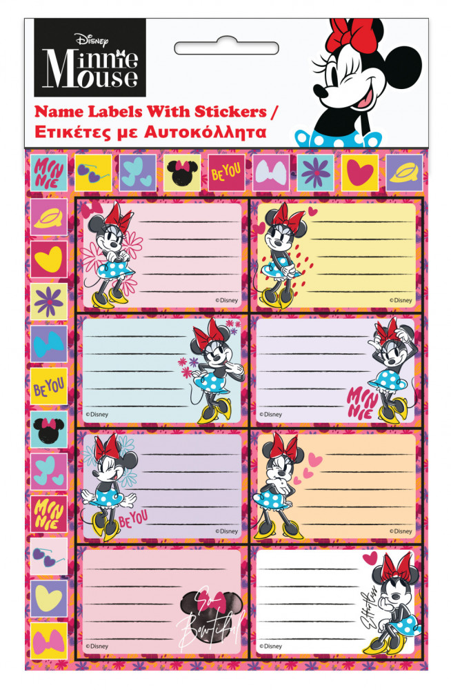 Disney Minnie Wink füzetcímke matricával 16 db-os