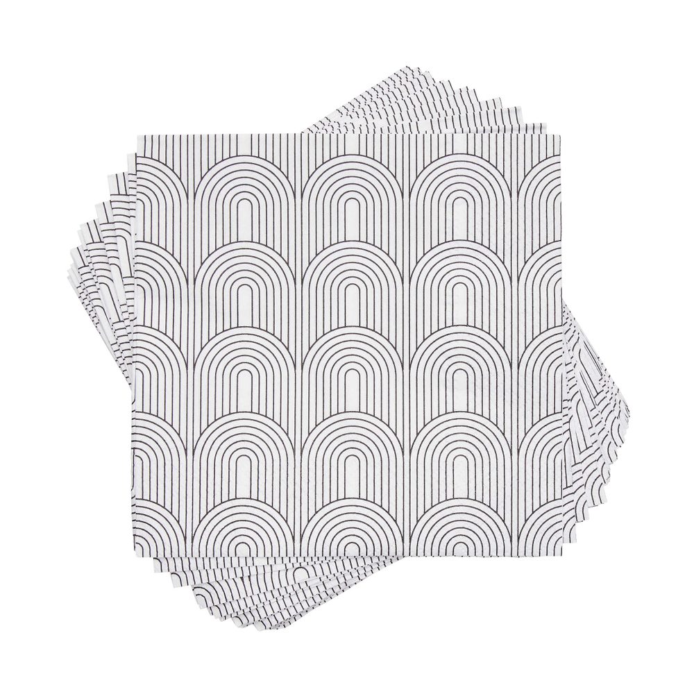 APRÈS papírszalvéta, fekete-fehér ívek 33 x 33 cm