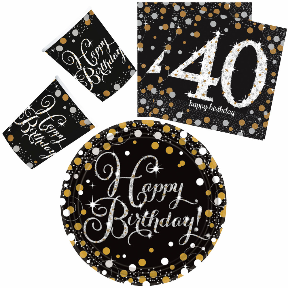 Happy Birthday Gold 40 party szett 32 db-os 23 cm-es tányérral