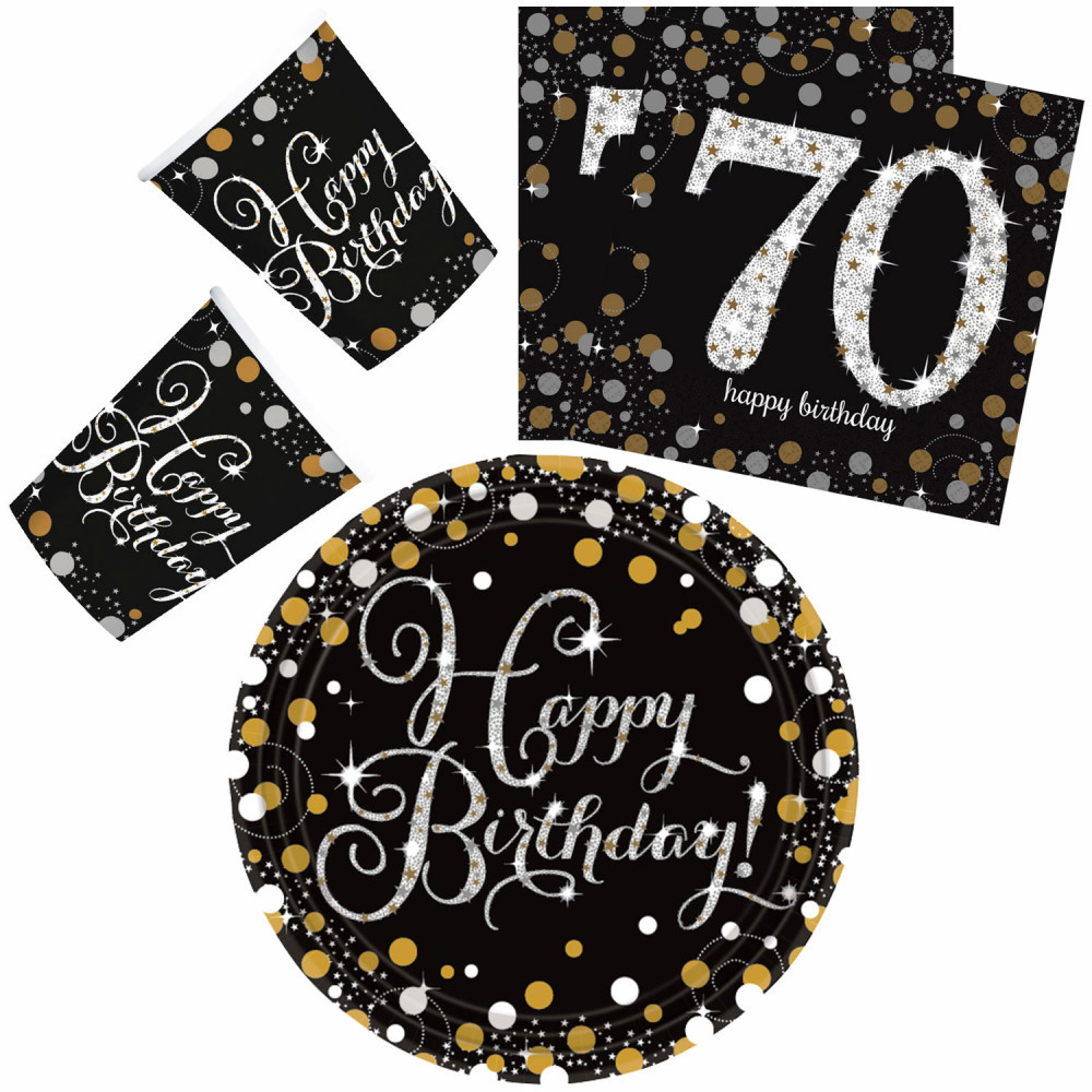 Happy Birthday Gold 70 party szett 32 db-os 23 cm-es tányérral