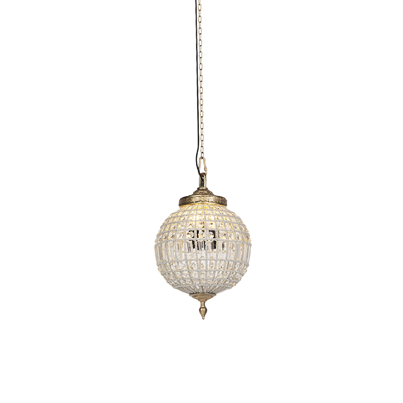 Art Deco függesztett lámpa kristály arannyal 35 cm - Kasbah