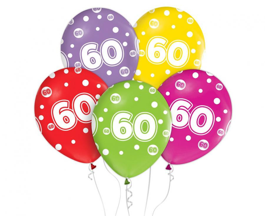 Happy Birthday 60 léggömb, lufi 5 db-os 12 inch (30cm)