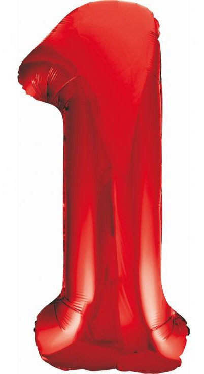 Piros 1-es Red szám fólia lufi 85 cm