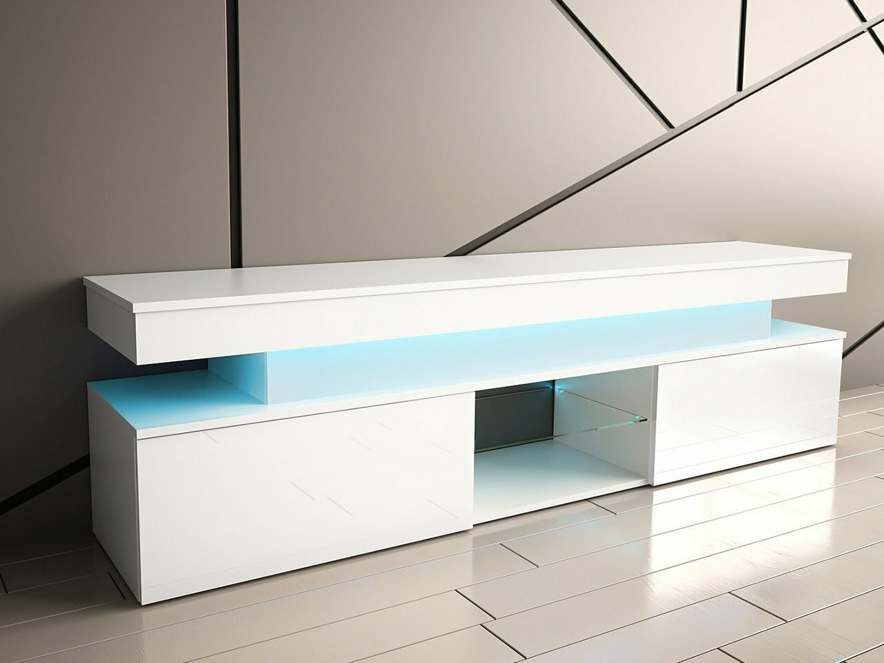 Tv asztal Merced N103 (Fehér + Fényes fehér)