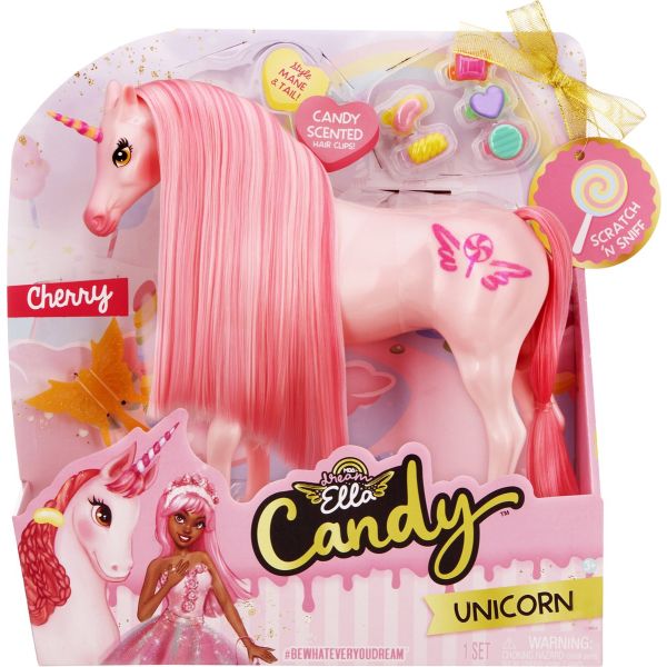 Dream Ella: Candy unikornis figura cukorka alakú sörénydíszekkel - pink