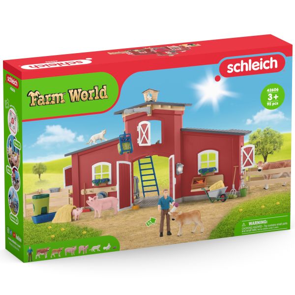 Schleich: Vörös színű farm állatokkal 42606