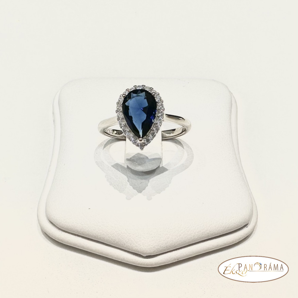 White Gold Filled kristályos  gyűrű - Anette Blue