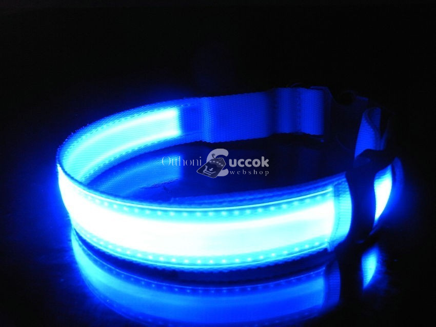 LED kutya nyakörv világító kutyanyakörv - Kék - M