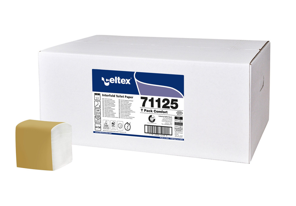 Celtex T Pack hajtogatott toalettpapír cellulóz 2 réteg, 10x21cm, 40x225 lap