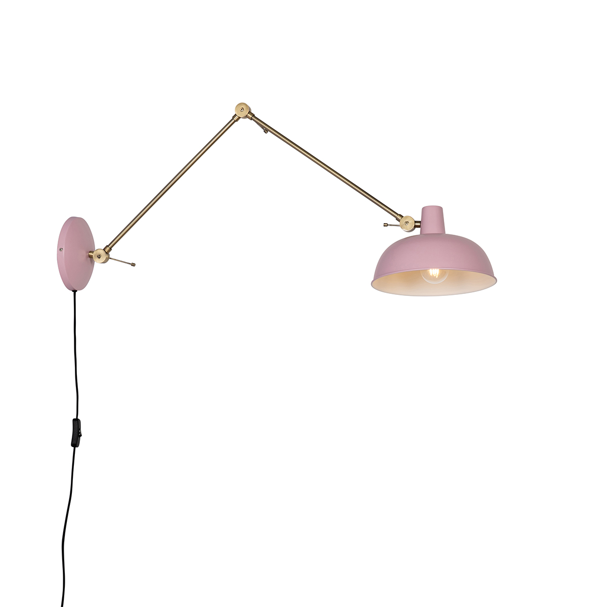 Retro fali lámpa rózsaszín bronzzal - Milou