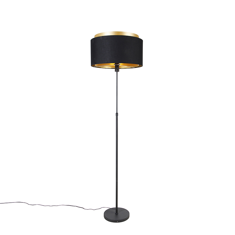 Modern állólámpa fekete, arany páros árnyalattal - Parte