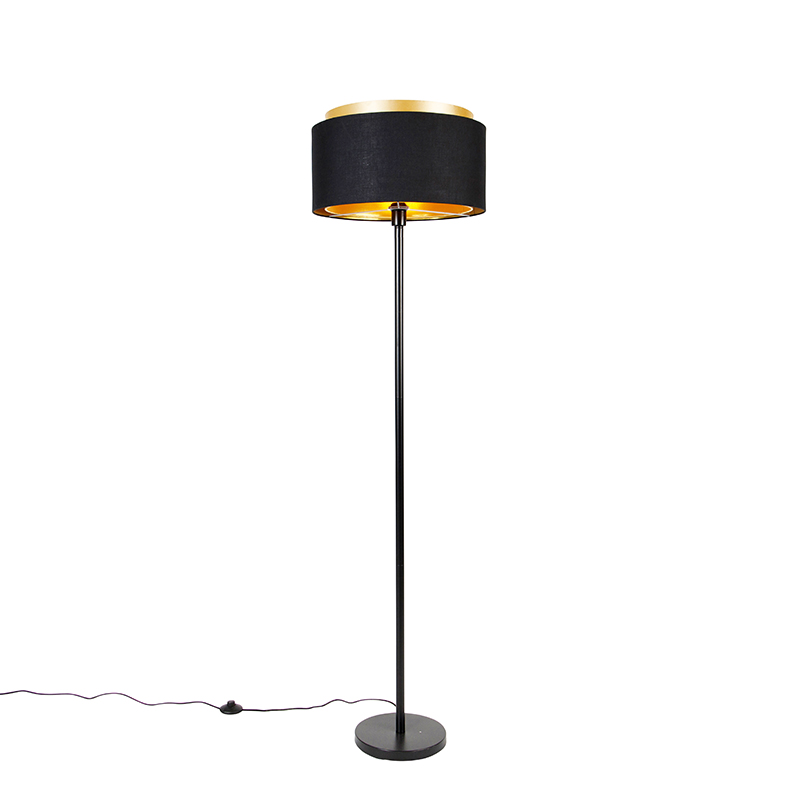 Modern állólámpa fekete árnyalatfekete arannyal - Simplo