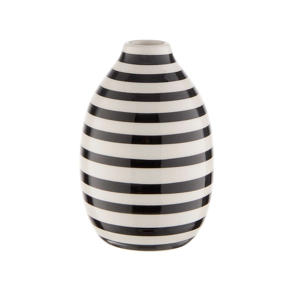CARO váza, fekete-fehér csíkos Ø 9cm