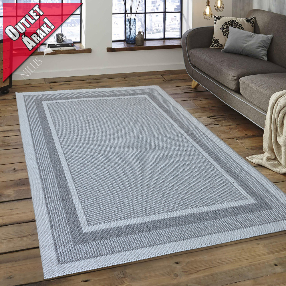 Nordic Keretes mintás (Grey-White) szőnyeg 160x220cm Szürke-Krém