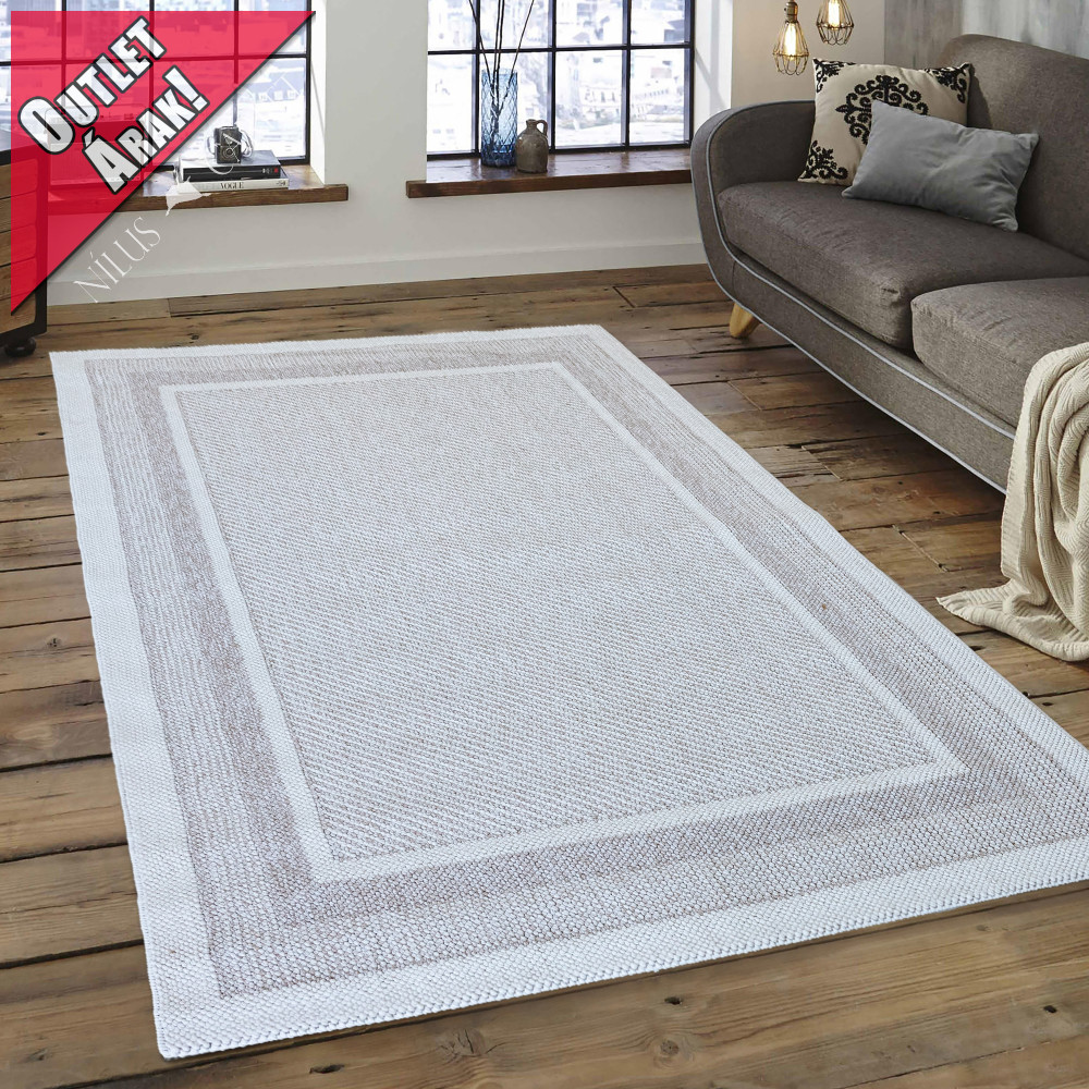 Nordic Keretes mintás (White-Brown) szőnyeg szőnyeg 200x280cm Bézs-Krém