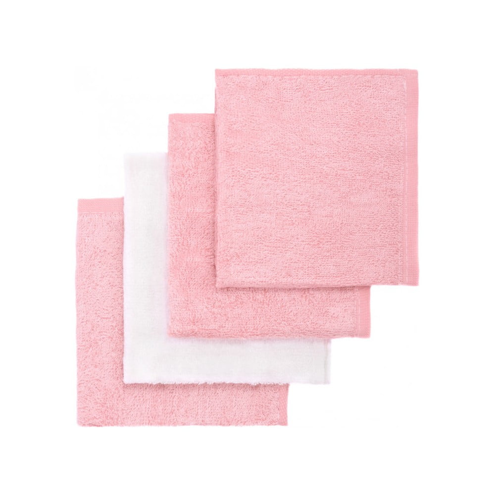 4 db-os rózsaszín és fehér bambusz mosdókendő szett - T-TOMI