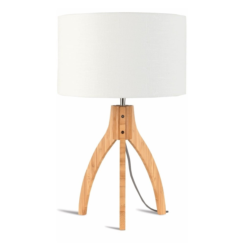 Annapurna asztali lámpa fehér búrával és bambusz lámpatesttel - Good&Mojo