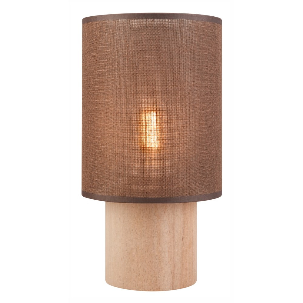 Barna asztali lámpa textil búrával (magasság 30 cm) Ari – LAMKUR