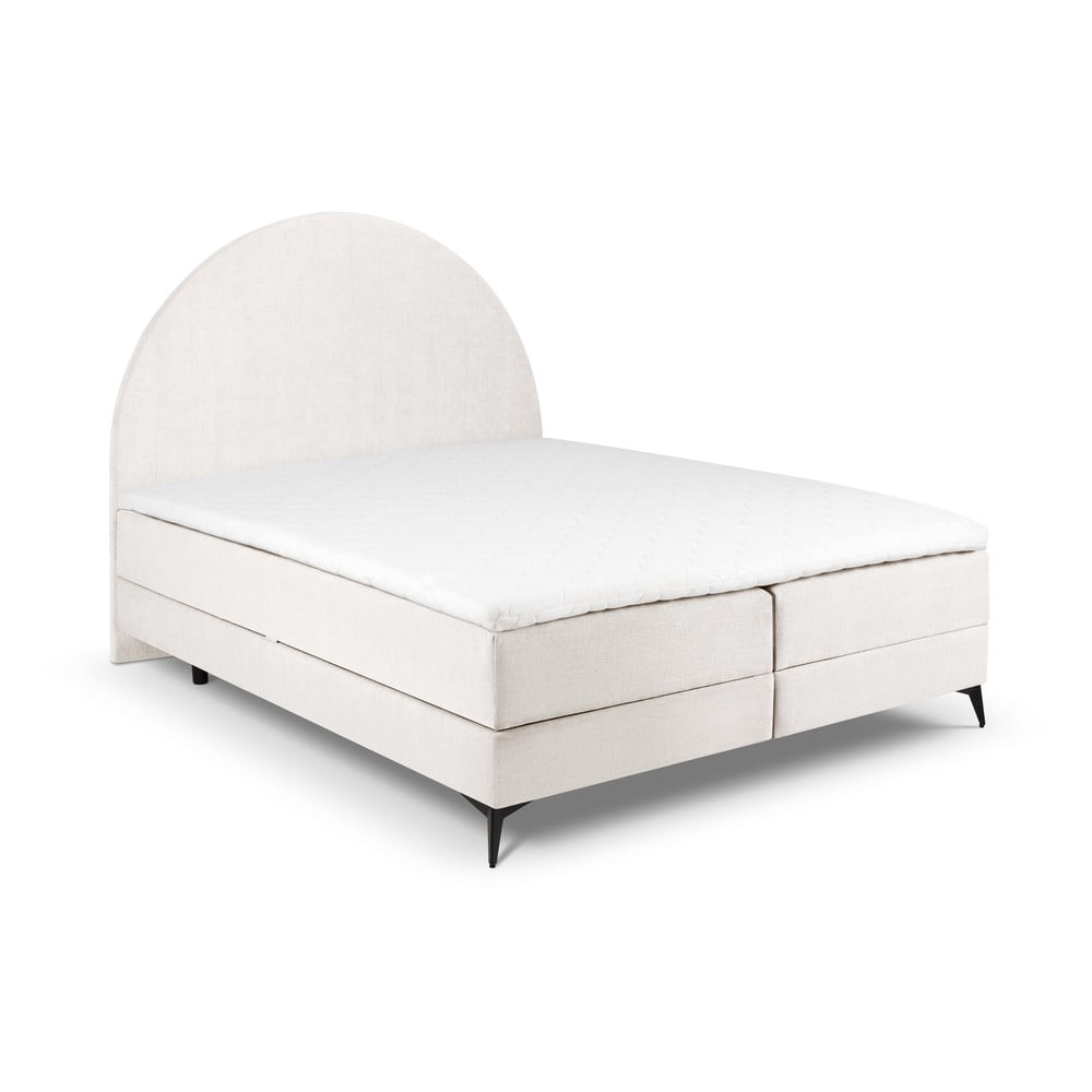 Bézs boxspring ágy tárolóhellyel 160x200 cm Sunrise – Cosmopolitan Design