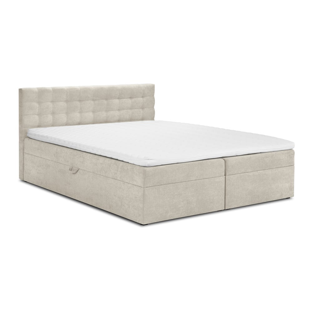 Bézs boxspring ágy tárolóhellyel 180x200 cm Jade – Mazzini Beds