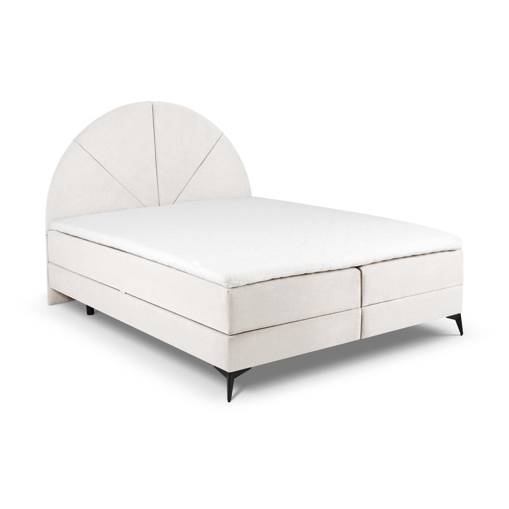 Bézs boxspring ágy tárolóhellyel 180x200 cm Sunset – Cosmopolitan Design