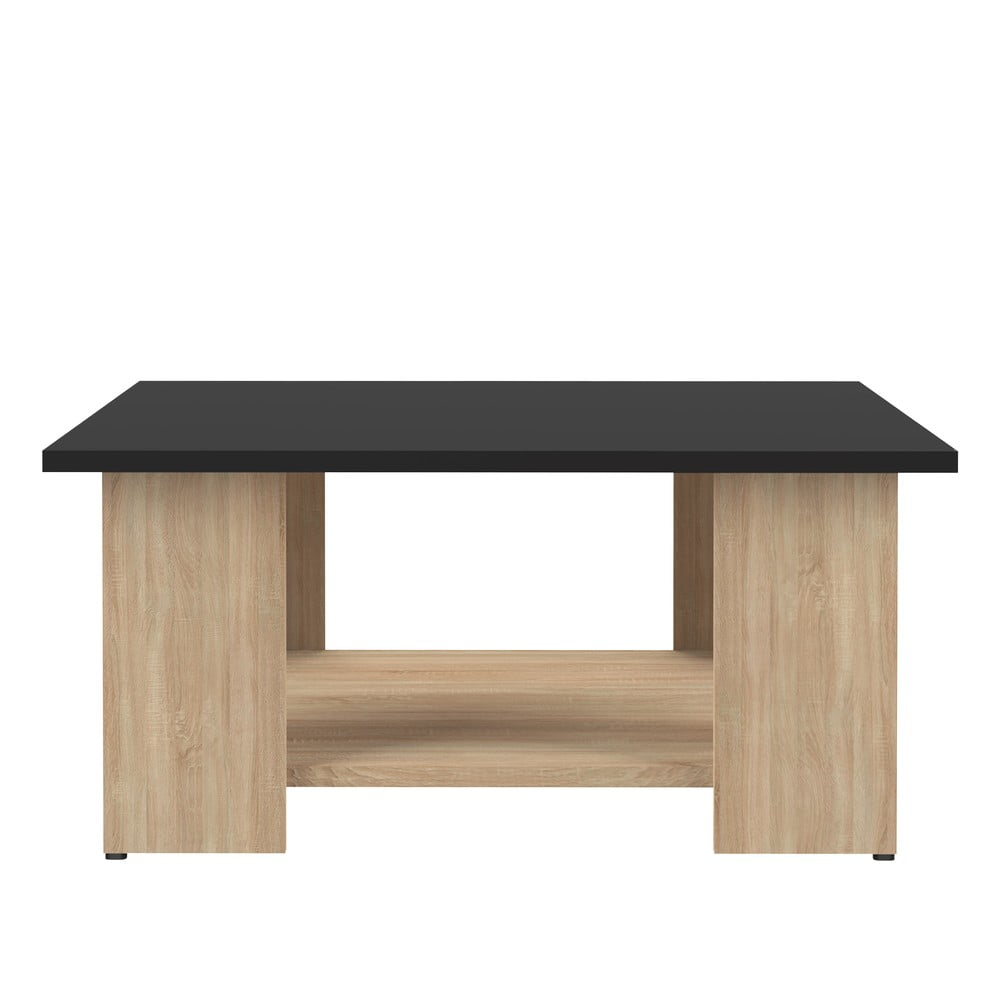 Dohányzóasztal tölgyfa dekorral, fekete asztallappal 67x67 cm Square - TemaHome