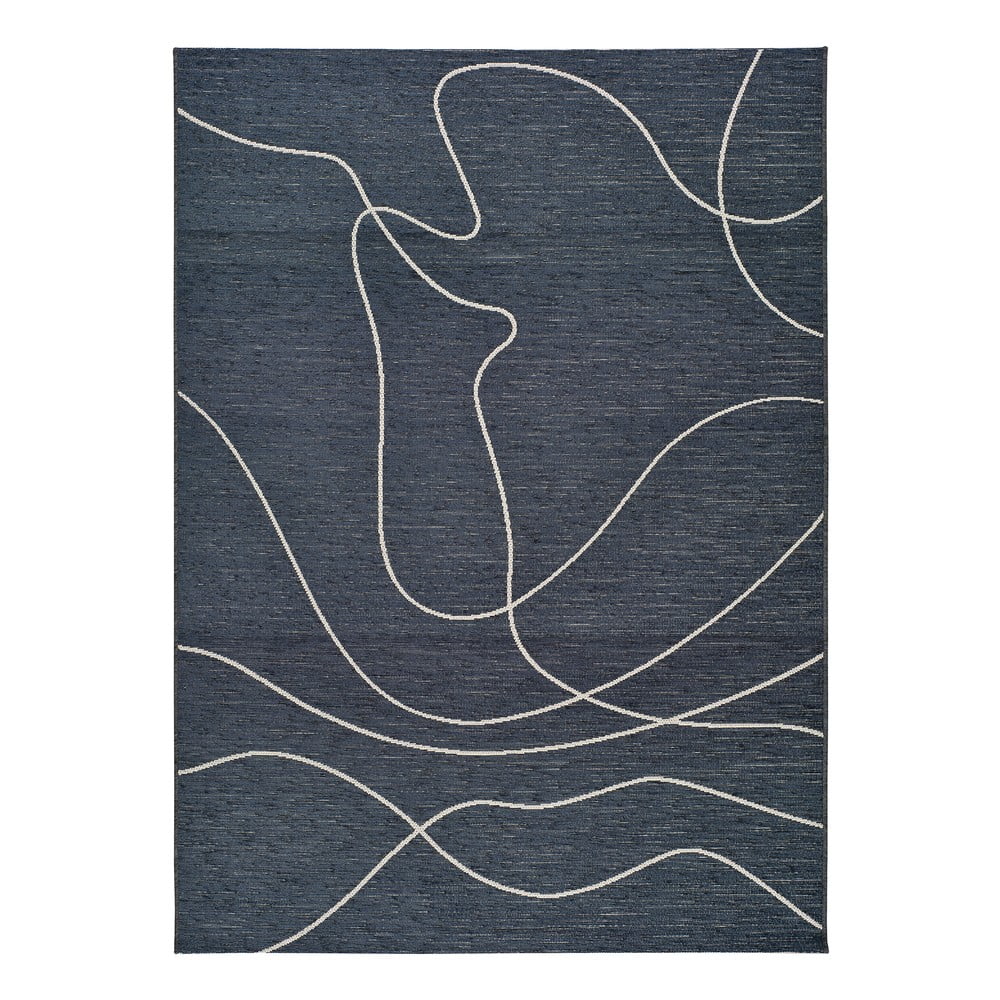 Doodle sötétkék pamutkeverék kültéri szőnyeg, 57 x 110 cm - Universal