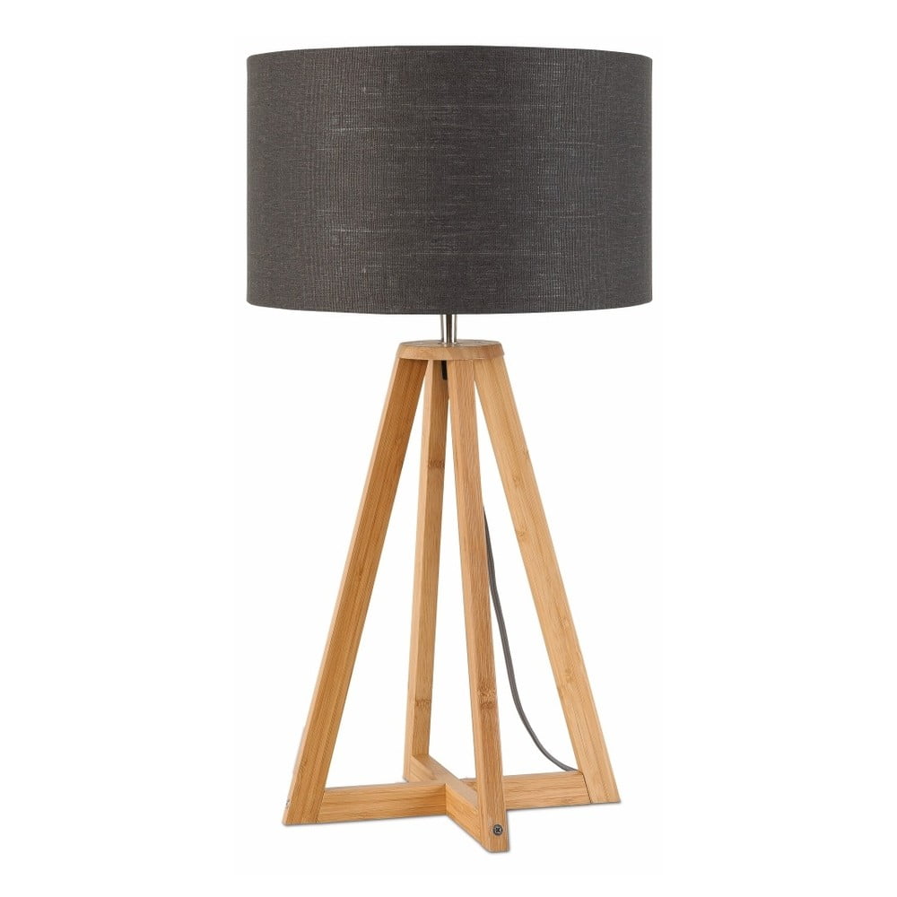 Everest asztali lámpa sötétszürke búrával és bambusz lámpatesttel - Good&Mojo