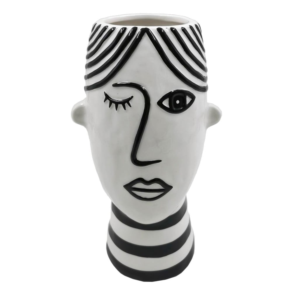 Face fekete-fehér porcelán váza - Mauro Ferretti